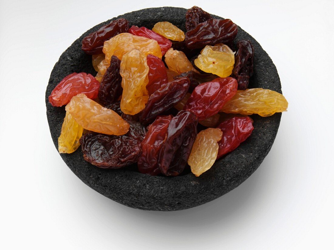 Dried fruit in a stoneware bowl
