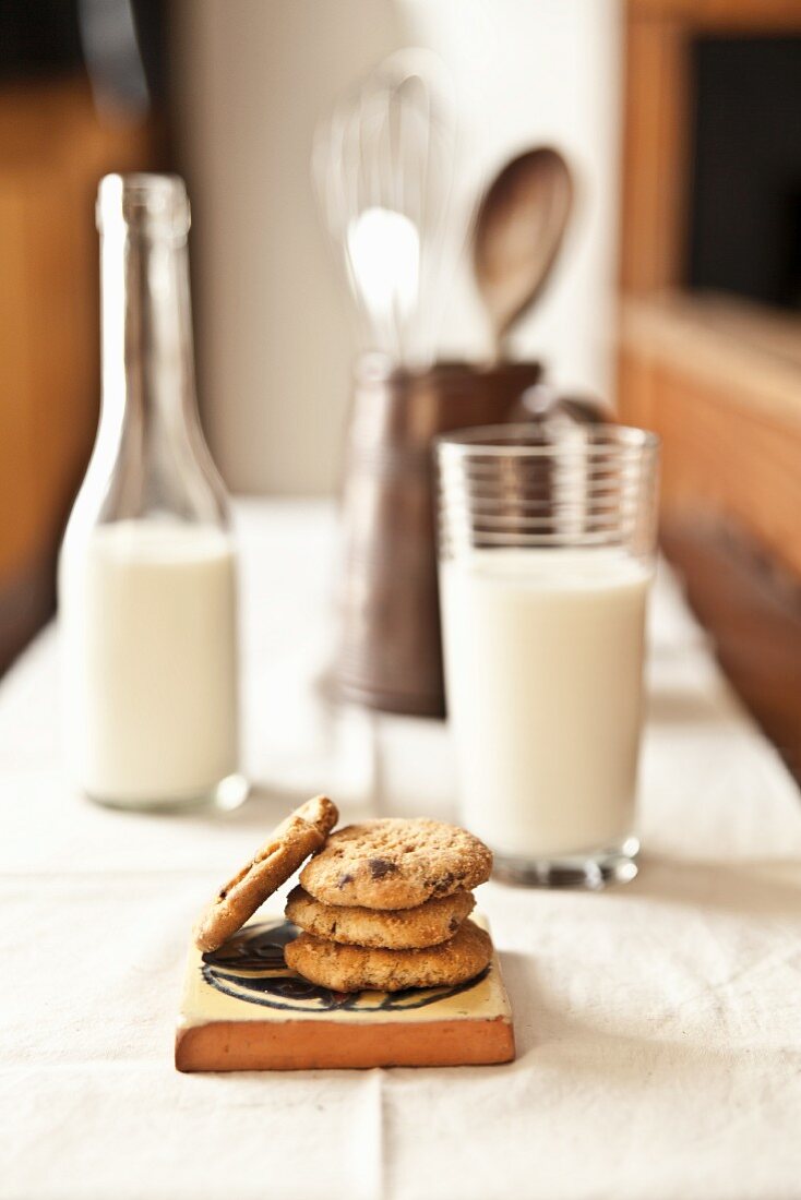Chocolatechip Cookies mit Milch