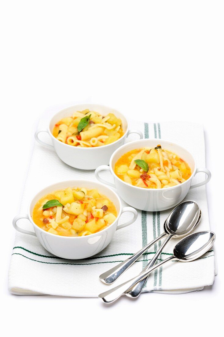 Pasta soup with potatoes
