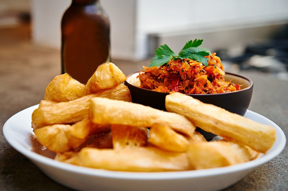 Fried cassava with stockfish from Sumatra