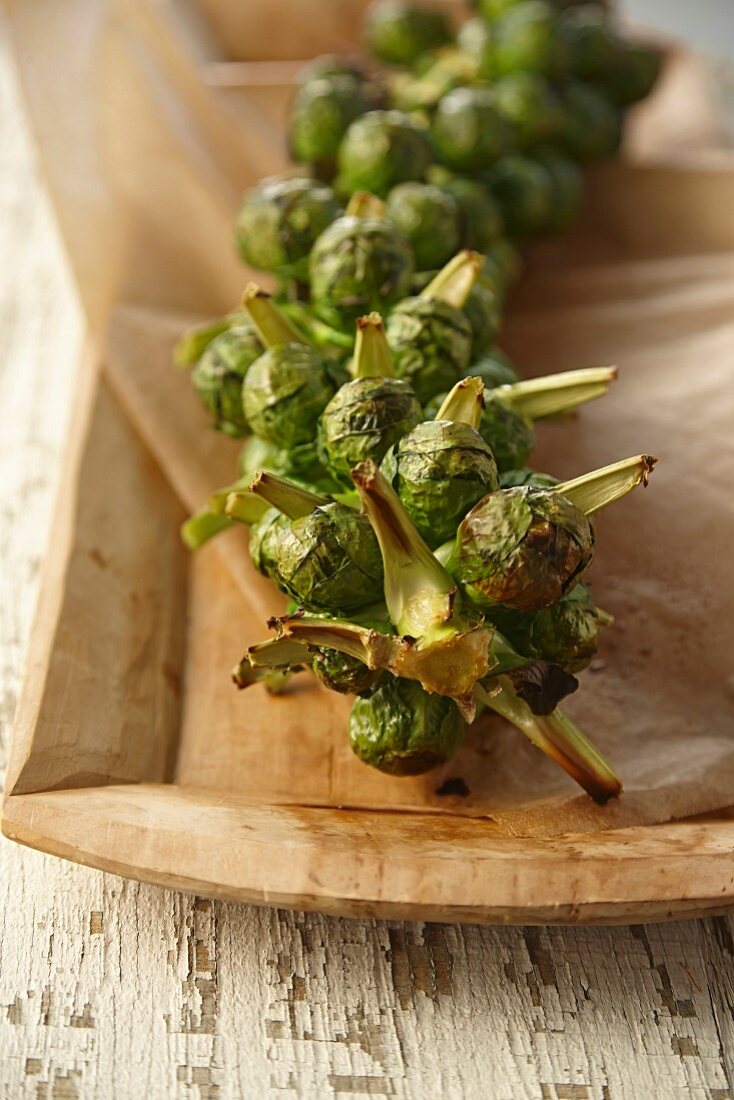 Roasted Brussels sprouts on baking paper