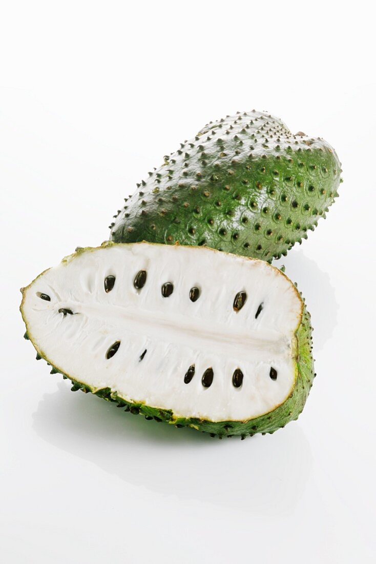 Soursop, whole and halved