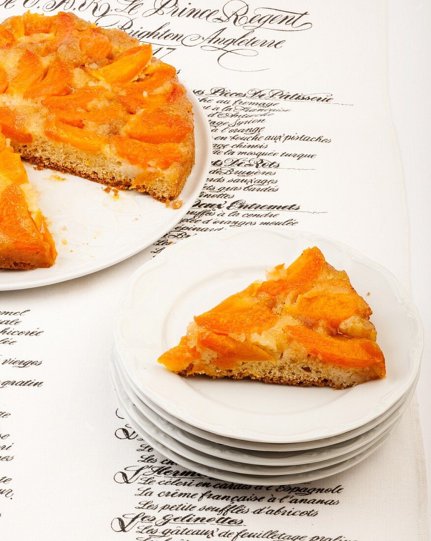 An apricot tart on a menu (France)