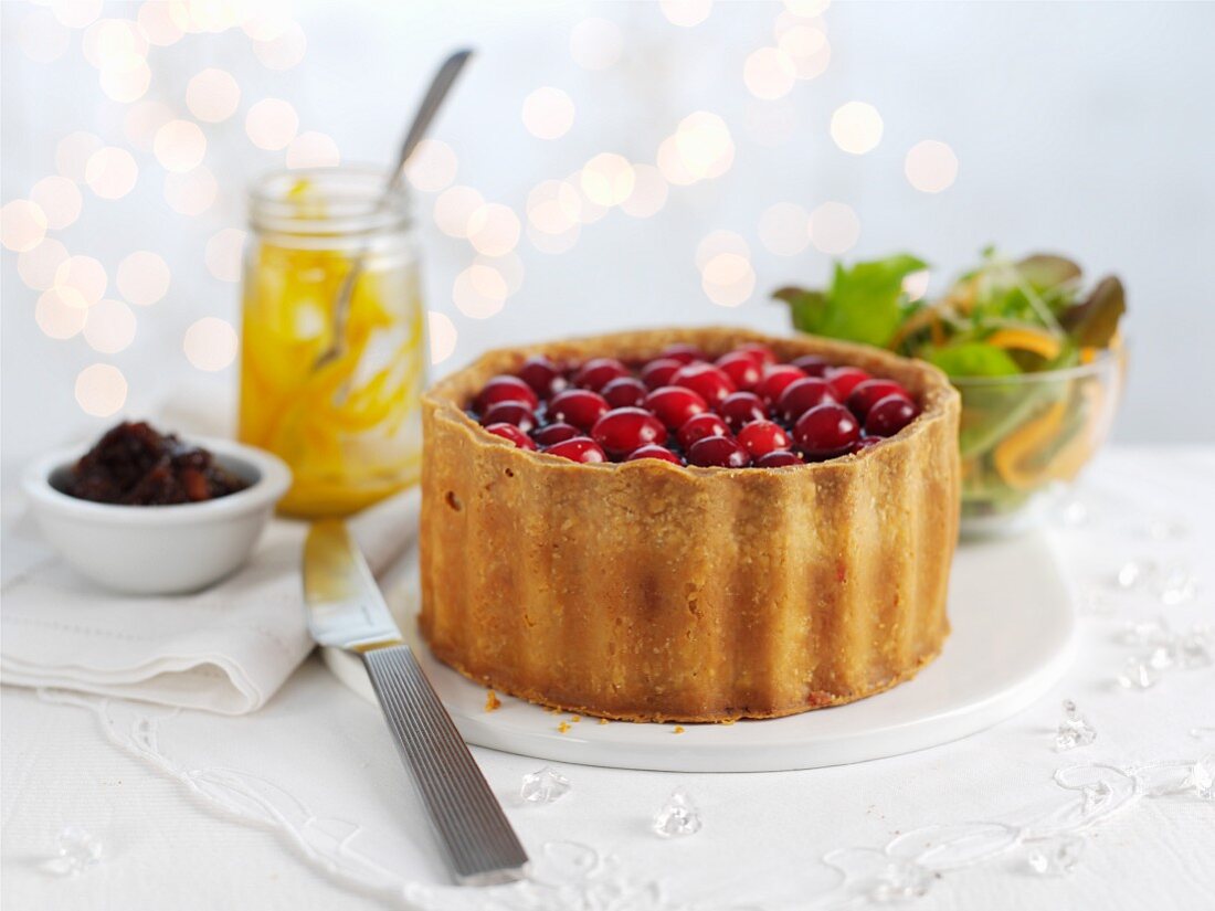 Cranberry pie with a side salad for Christmas