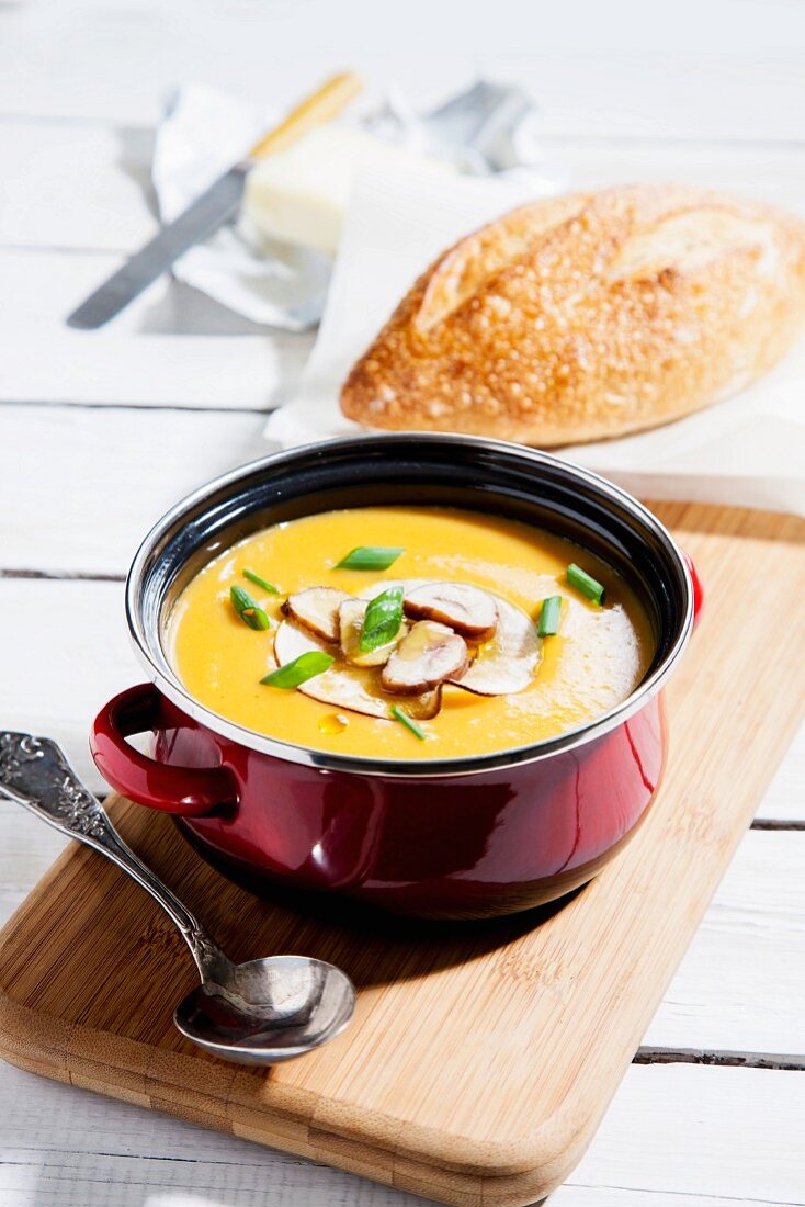 Sweet potato soup with spring onions