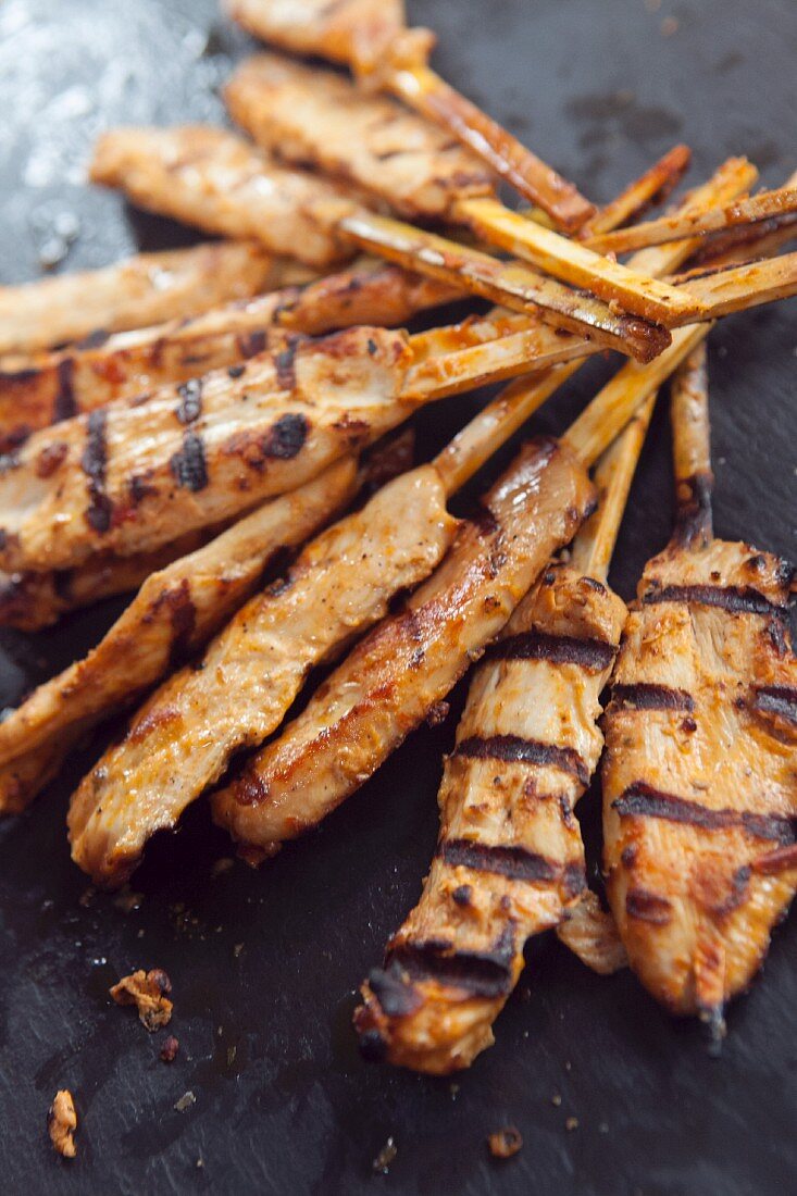 Grilled chicken satay skewers