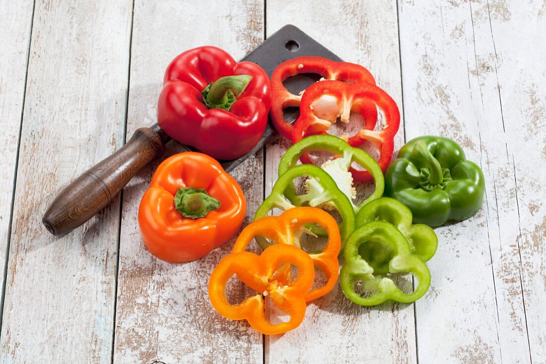 Colourful pepper slices