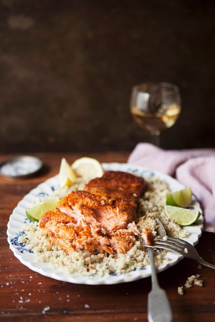 Salmon with cauliflower and couscous