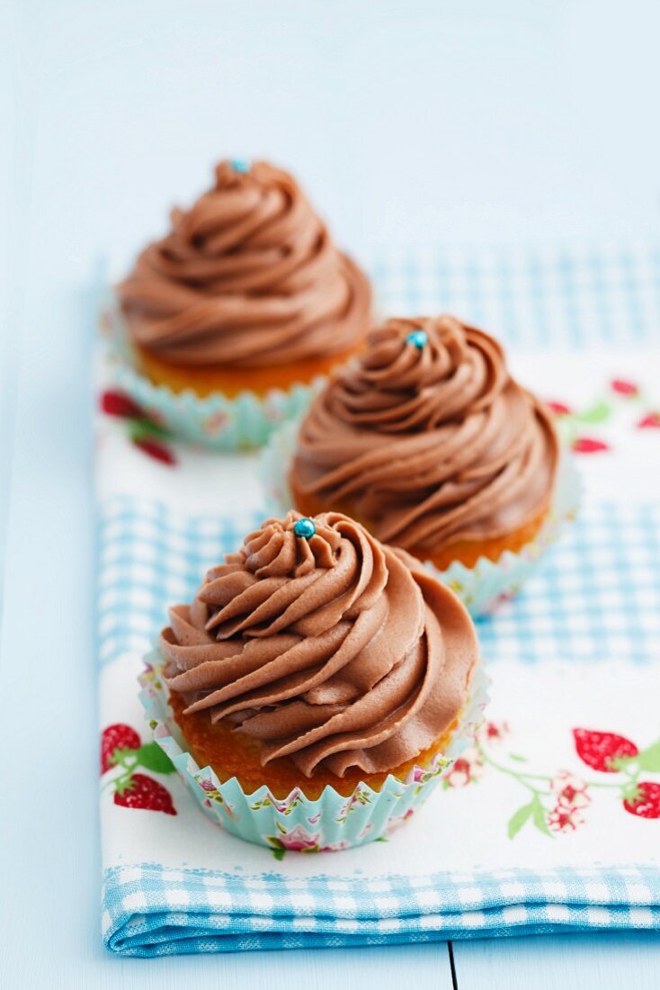 Cupcakes topped with chocolate buttercream