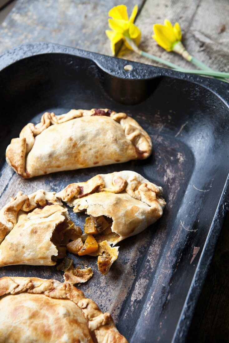 Curried butternut squash pasties