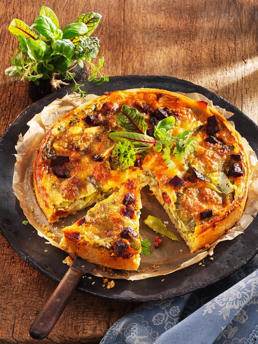 Chinese cabbage quiche with chorizo