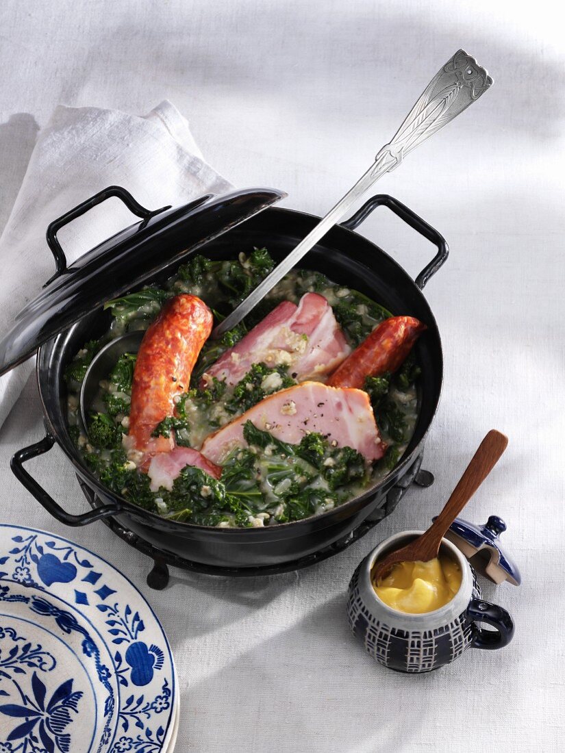 Hearty green kales with Pinkel (smoked sausage from bacon, groats and spices)