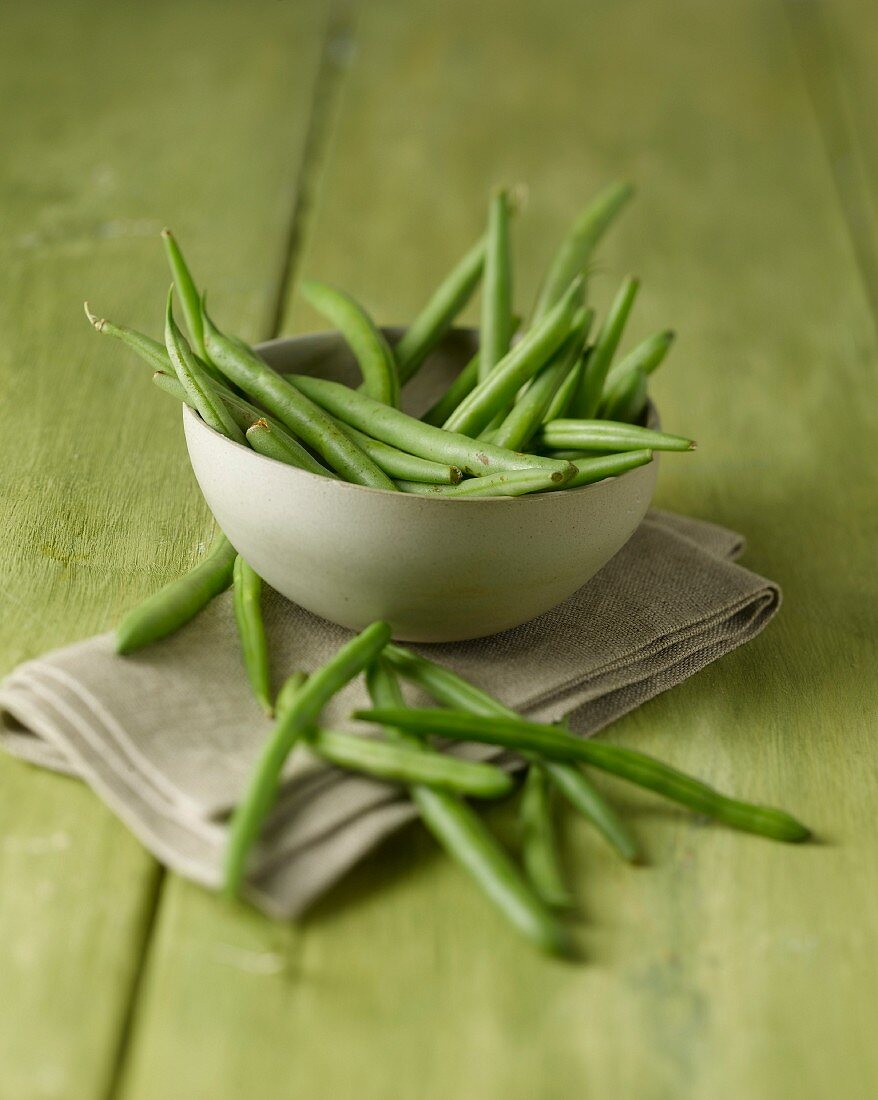 Green beans on a green table