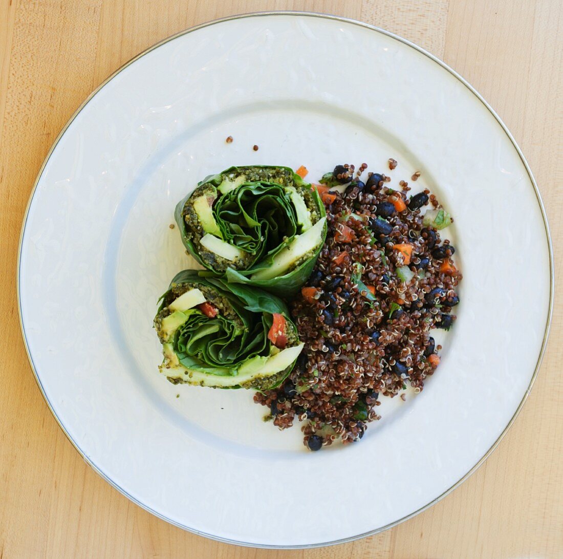 Cabbage parcels with a bean medley