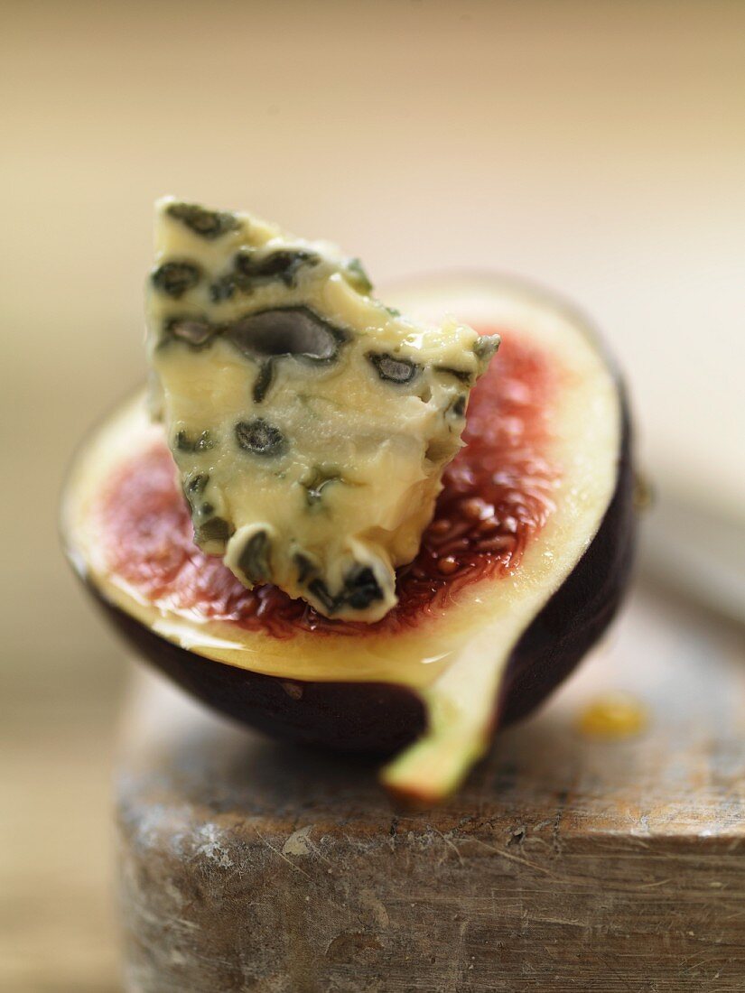 Blue cheese on a honey fig