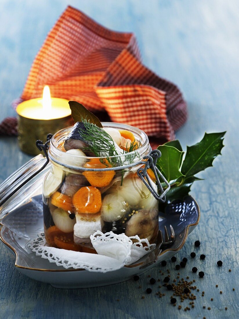 Pickled herring with vegetables