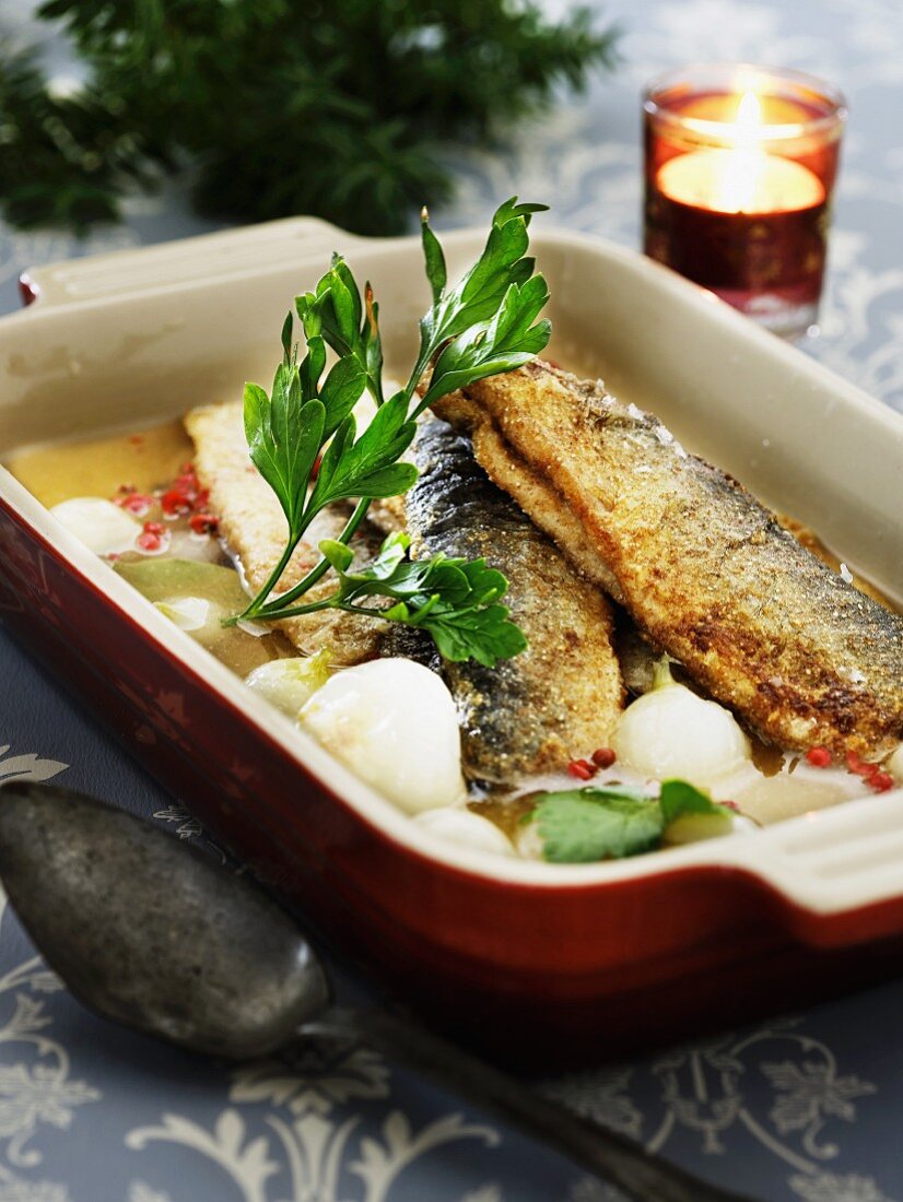 Fried herring in a marinade (Scandinavia)