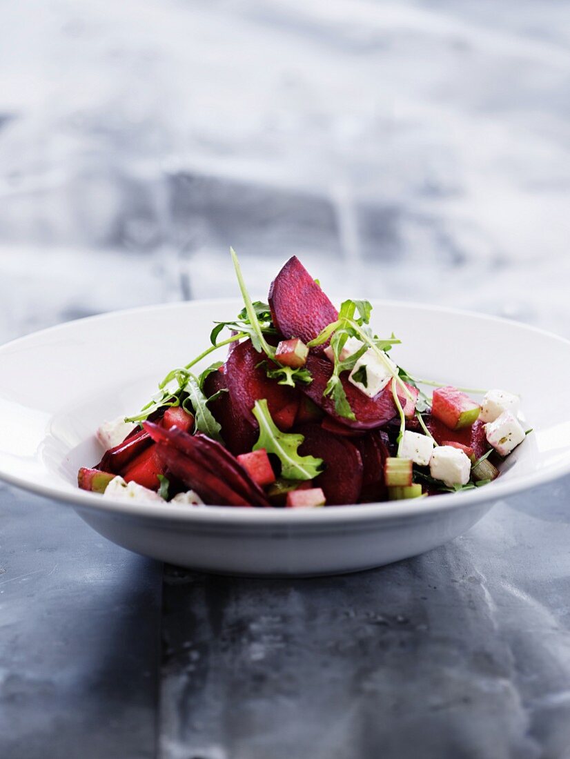 Beetroot salad with apple and feta cheese