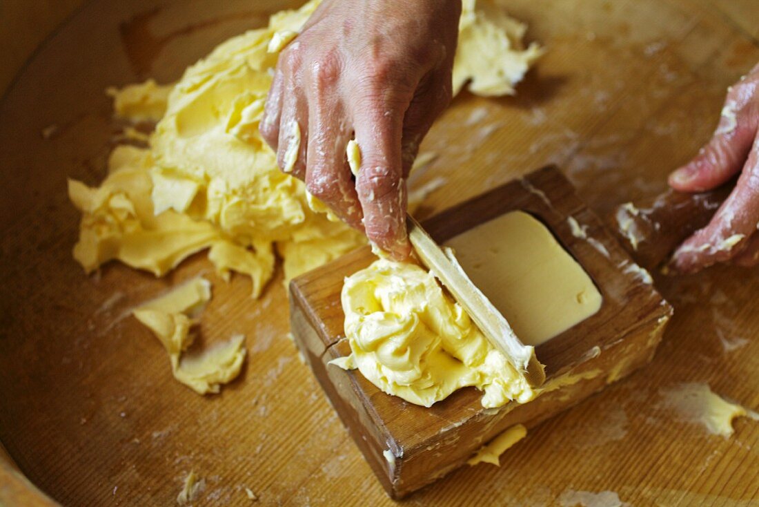 Butter being made on an Alp (Bregenzerwald, Vorarlberg, Austria)