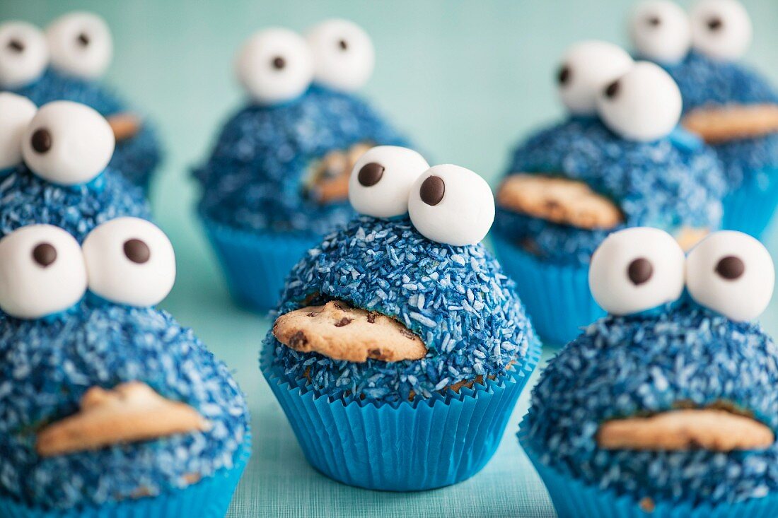 Blue monster cupcakes