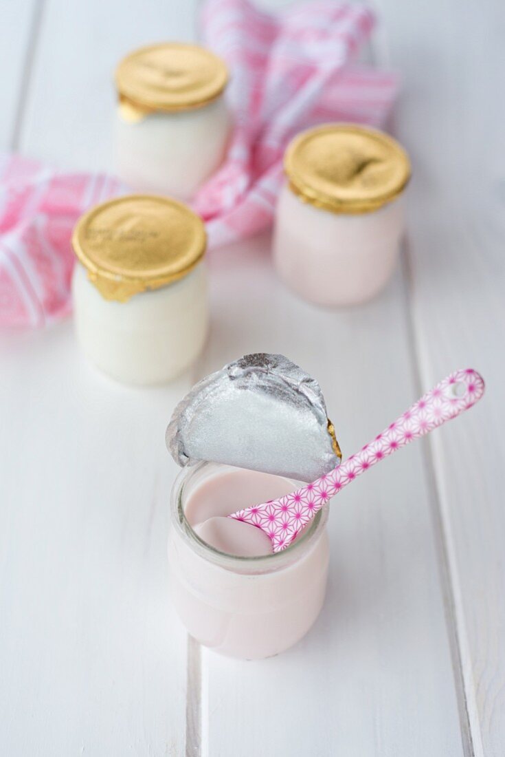 Raspberry yoghurt in a glass
