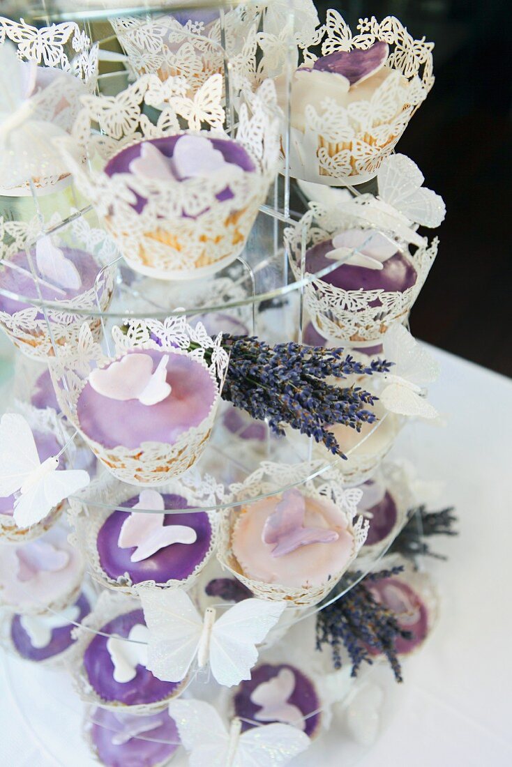 Wedding cupcakes on a cake stand