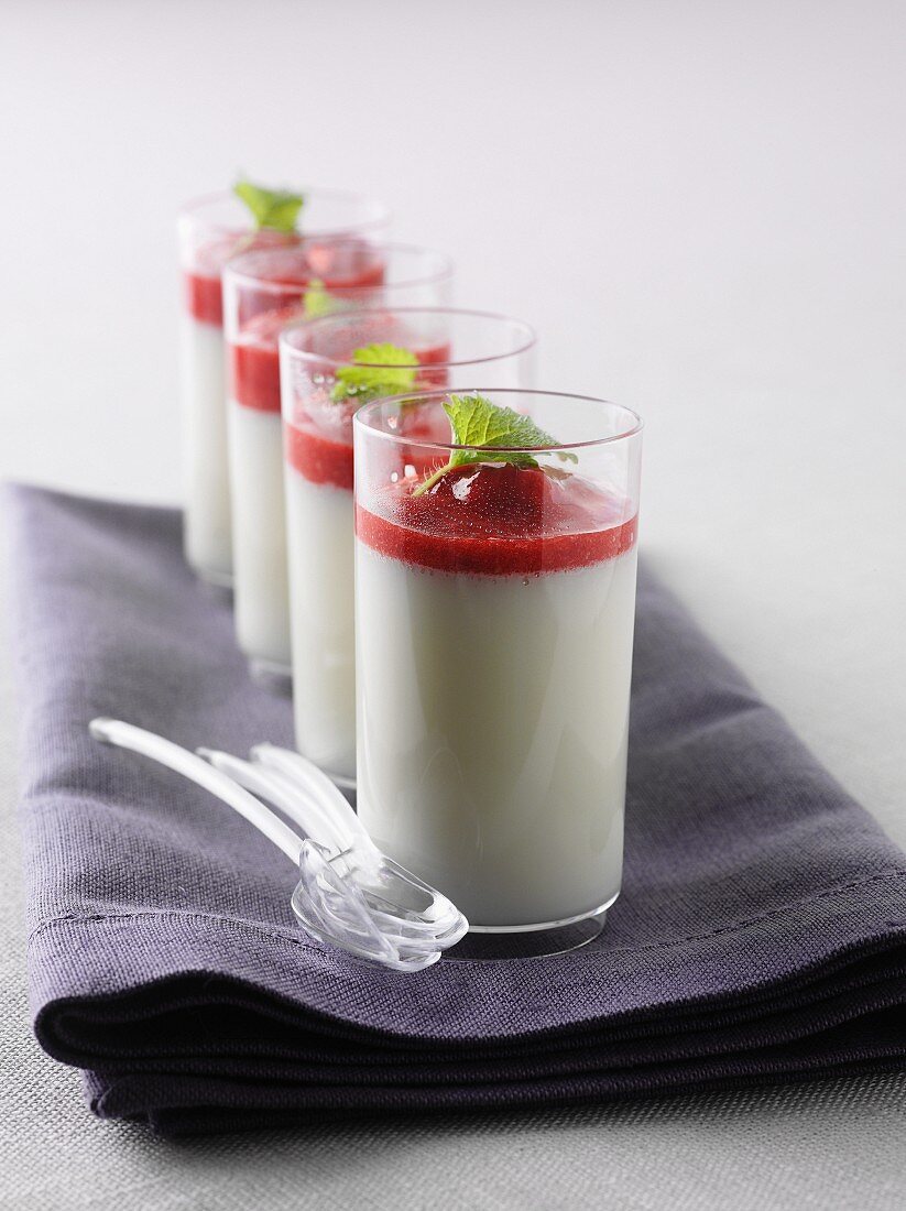 Joghurtdessert mit Erdbeerpüree – Bilder kaufen – 11268690 StockFood