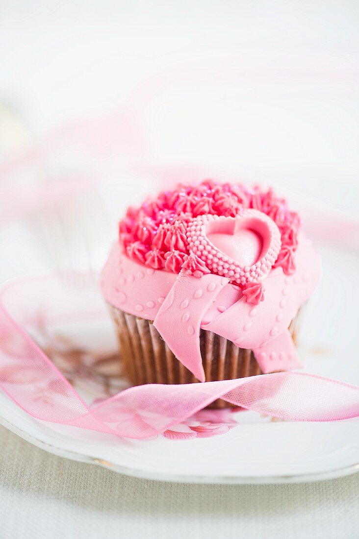 A pink cupcake for Valentine's Day