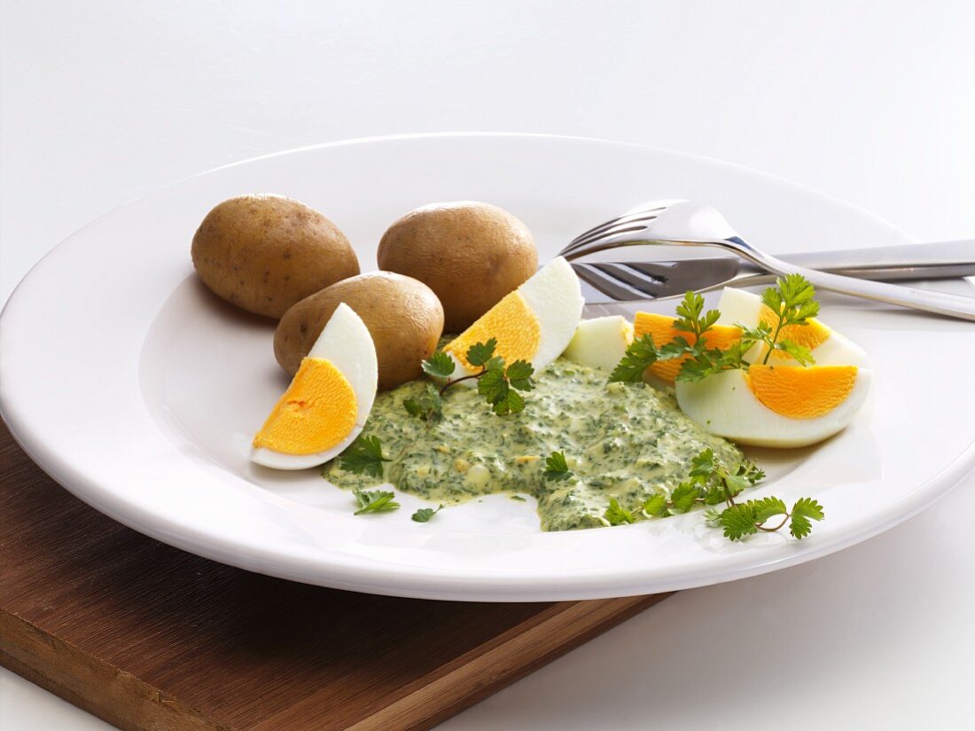 Frankfurt green sauce with eggs and potatoes