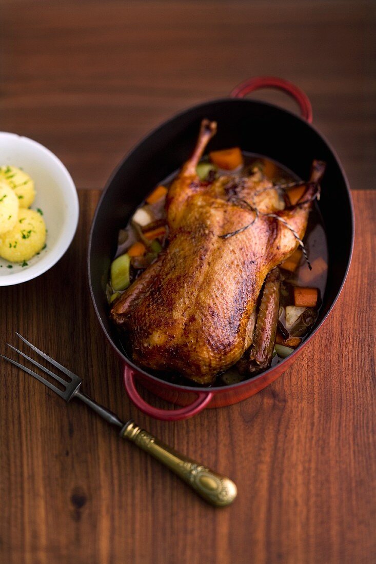 Roast duck with potato dumplings