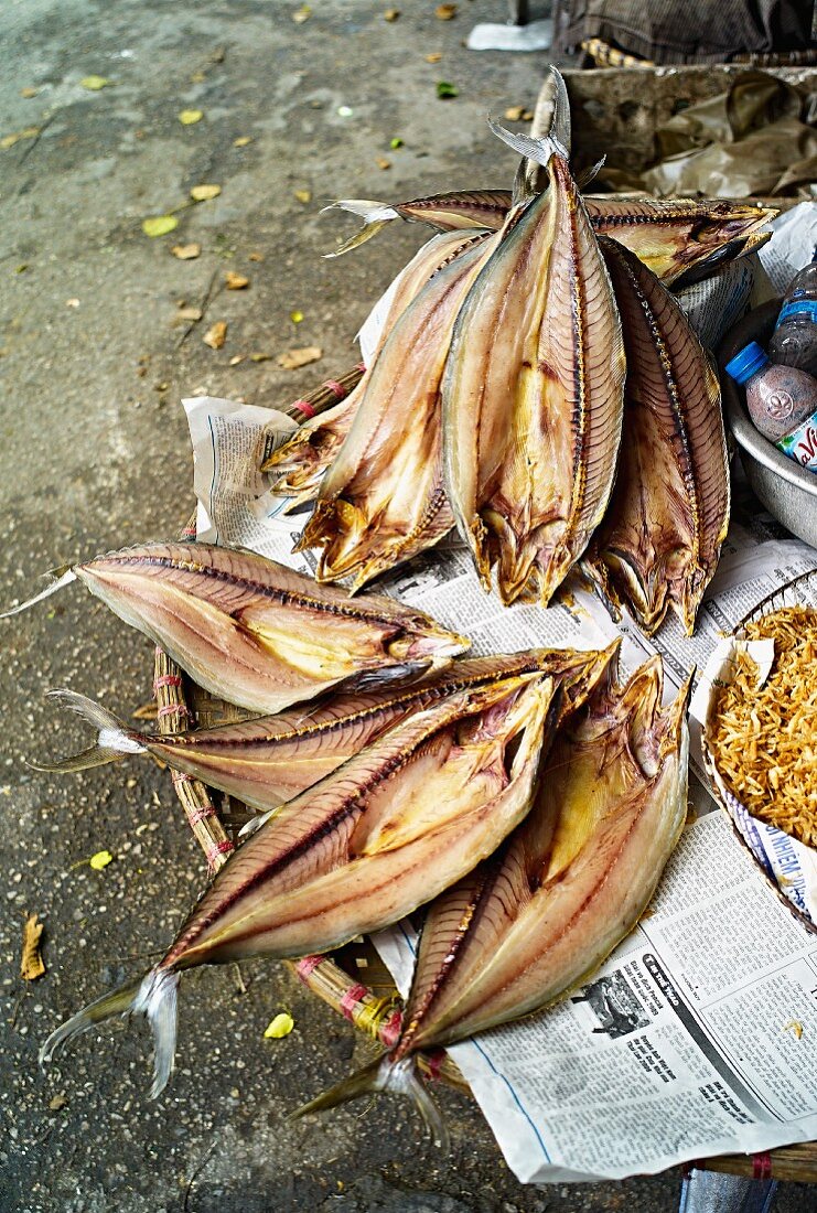 Getrocknete Fische auf Markt in Haiphong, Vietnam