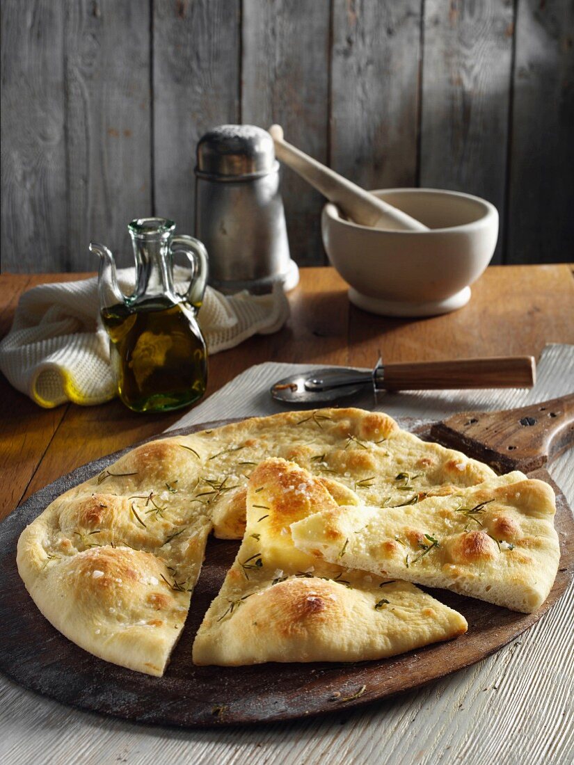 Focaccia with salt and rosemary