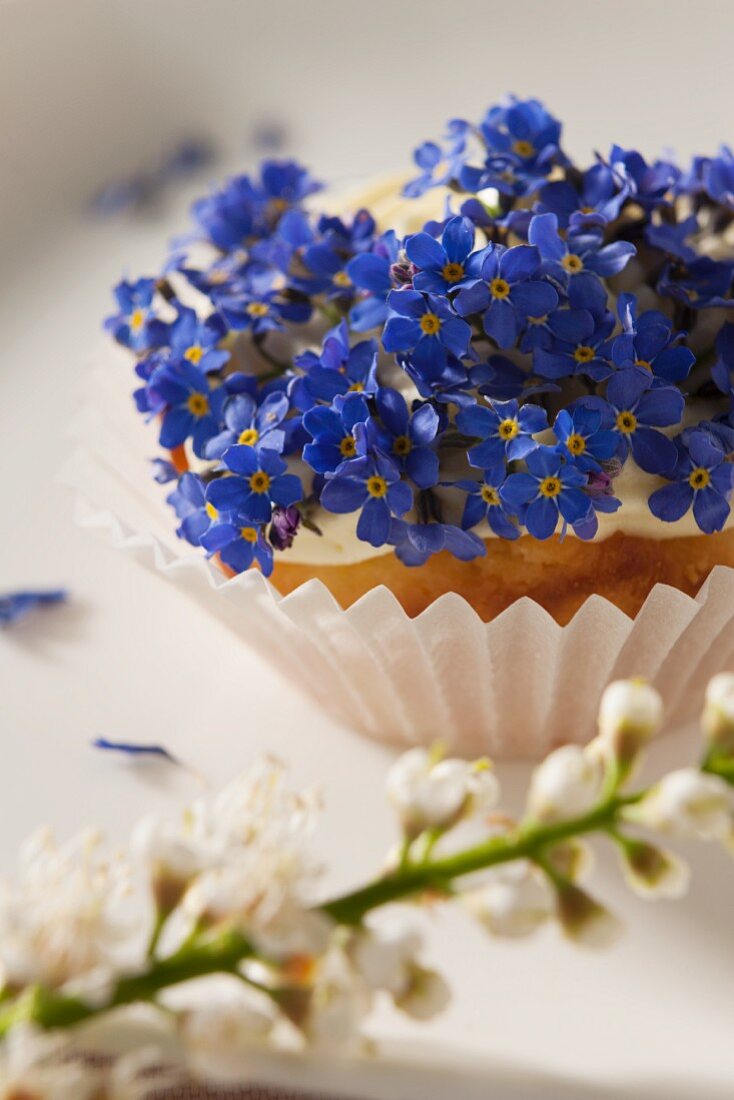 Cupcake mit Frühlingsblumen