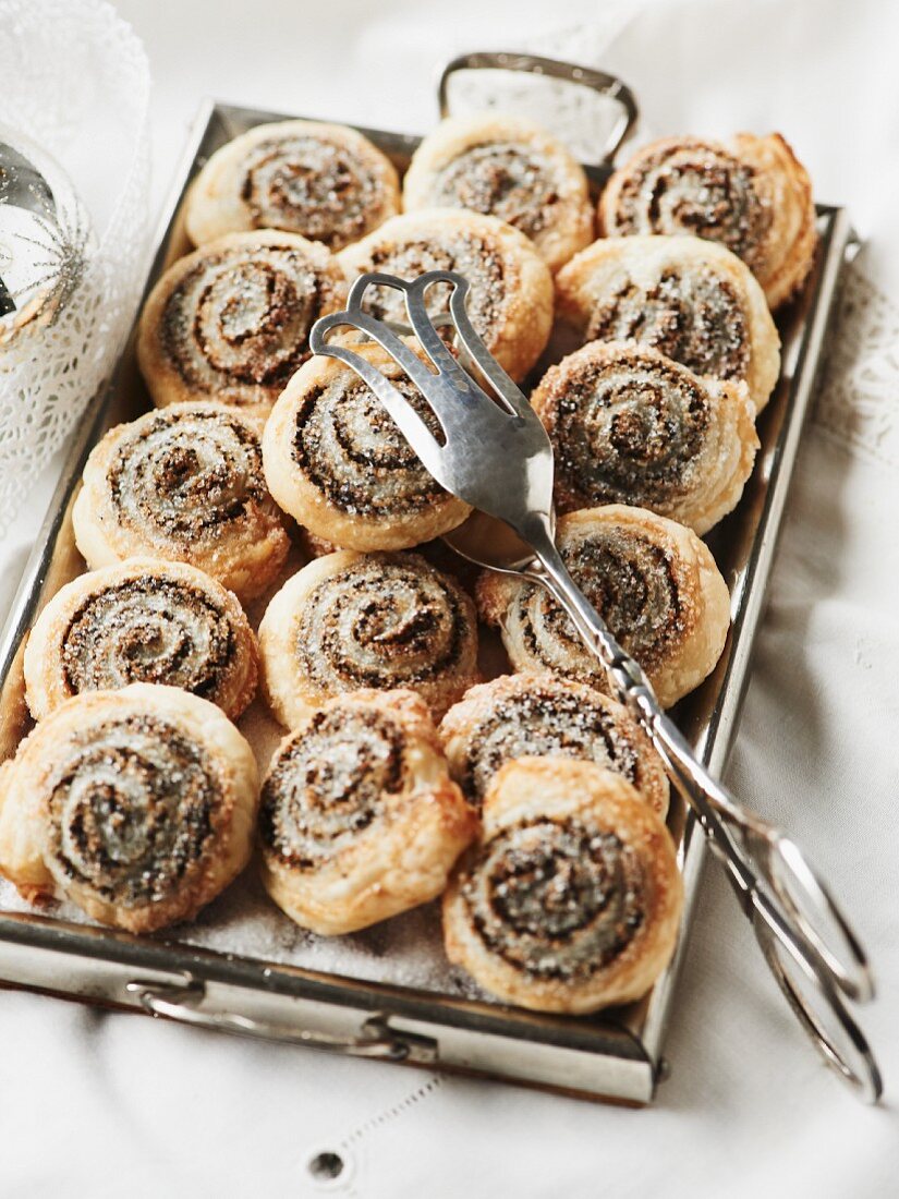 Small Danish pastries with poppyseed