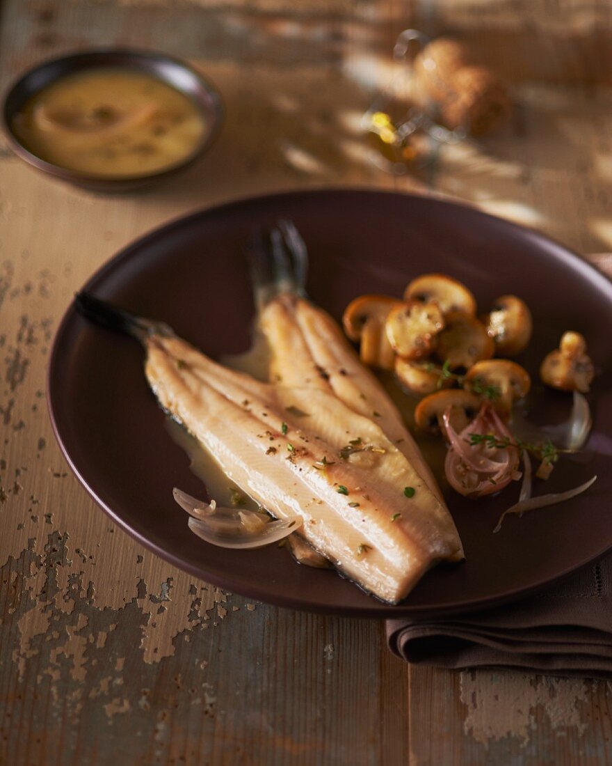 Trout fillets with mushroom sauce