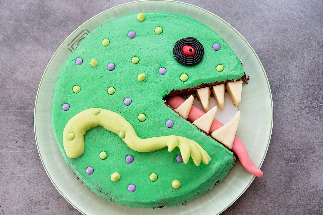 A monster cake decorated with marzipan