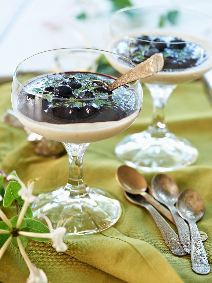 Panna cotta with blueberries