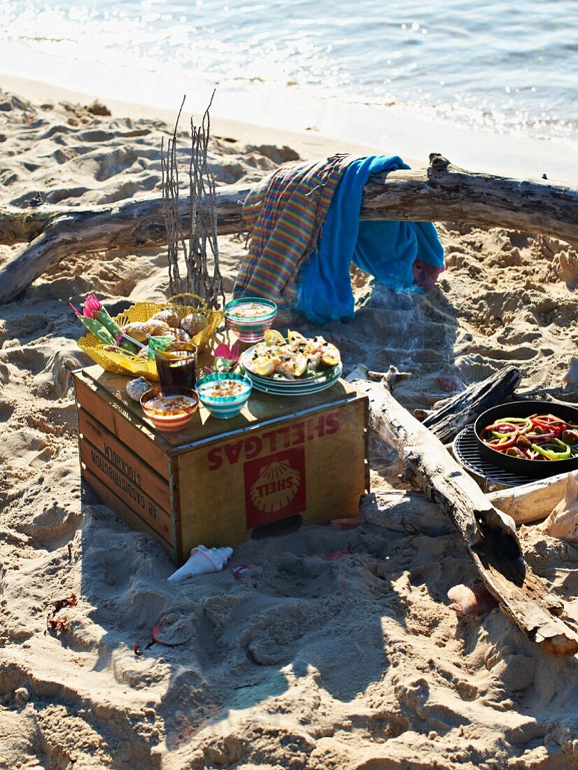 A Caribbean picnic on a sandy beach
