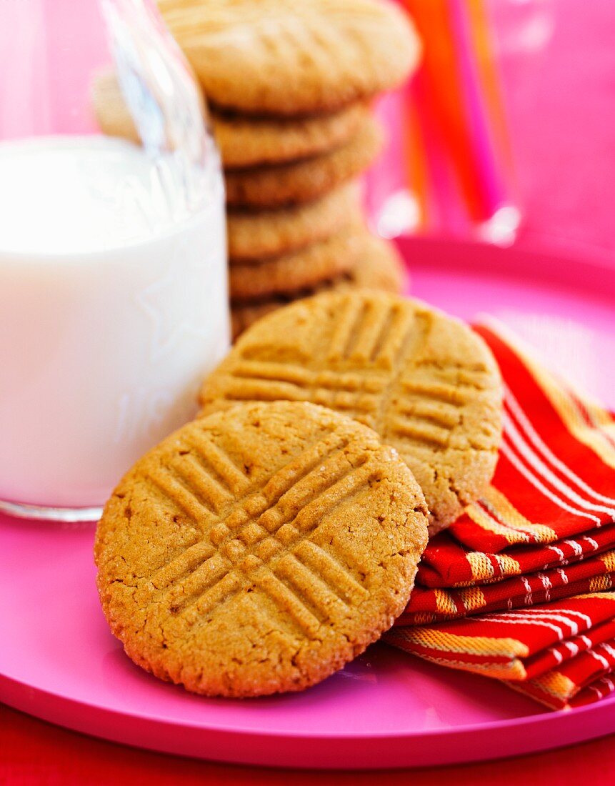 Peanut butter cookies and milk