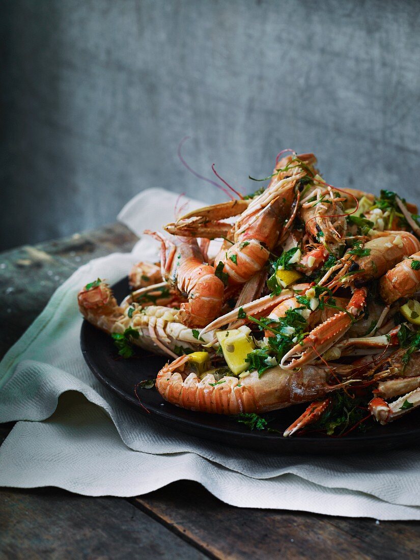 Langoustines with garlic, parsley and lemon