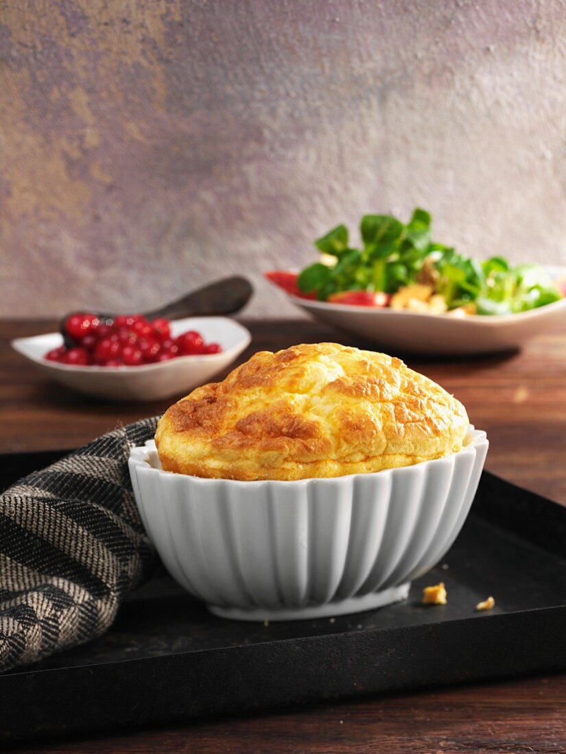 Gouda souffle with redcurrants