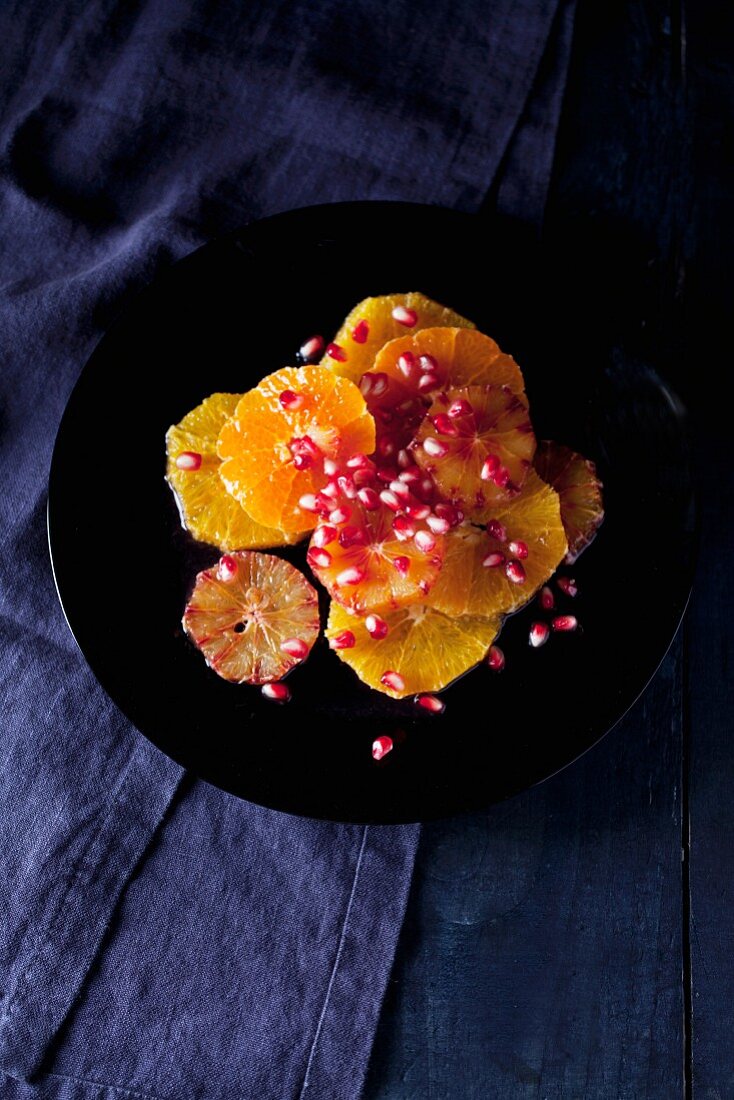 Orange salad with pomegranate seeds