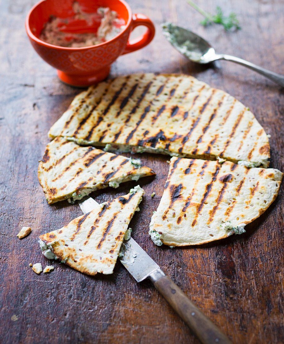 Grilled quesadillas with goat's cheese