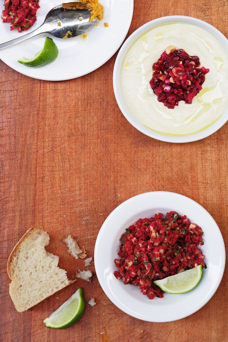 Bulgur salad and hummus