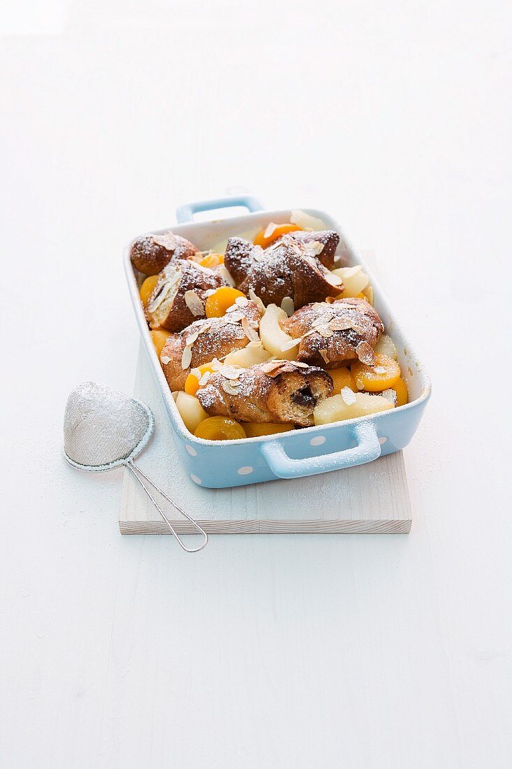 Croissant bake with pears and apricots