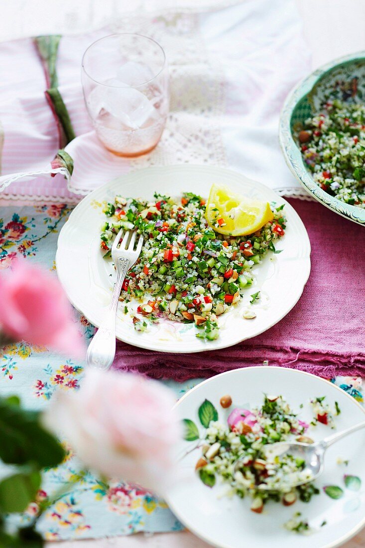 Quinoa and almond tabbouleh