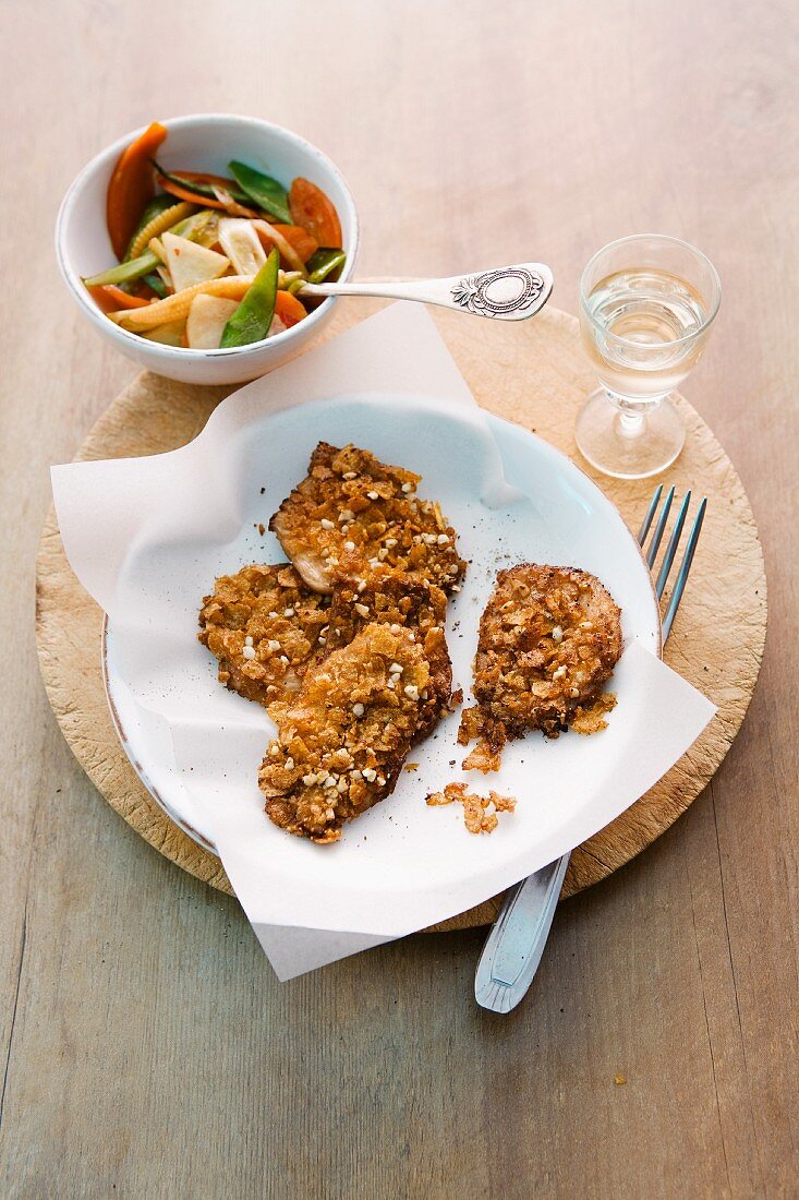 Paillard vom Hähnchen mit Wokgemüse