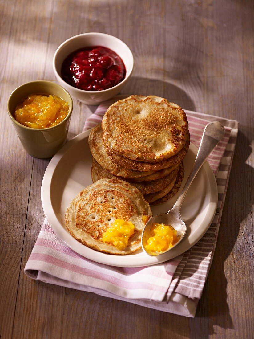 Bourrioles (pancakes made from wheat flour and buckwheat flour, France)