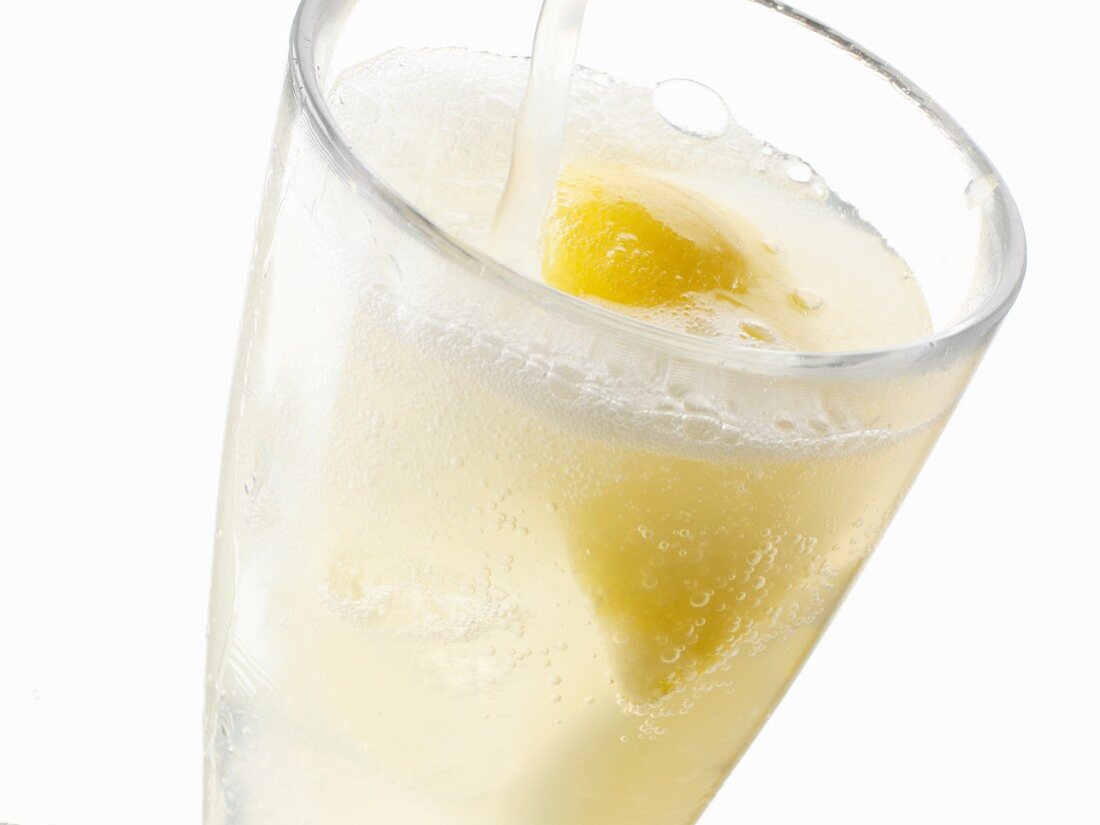 A glass of fizzing lemonade