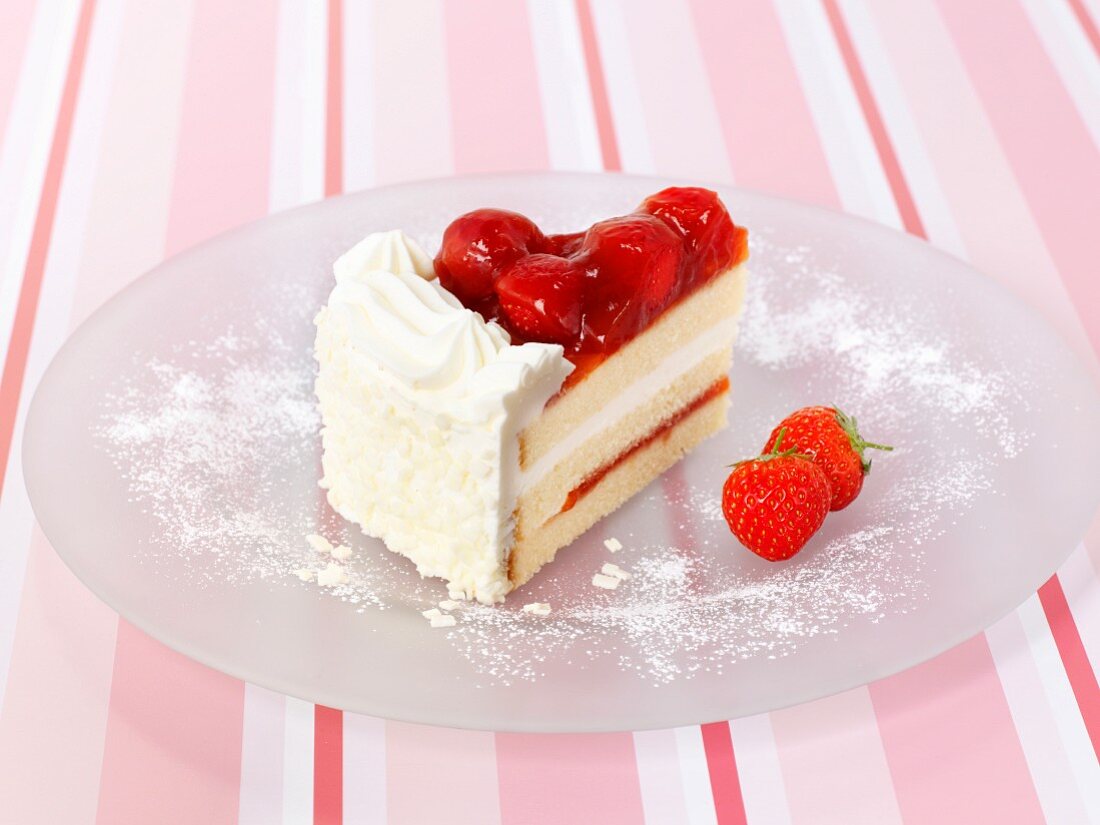 A piece of strawberry gateau